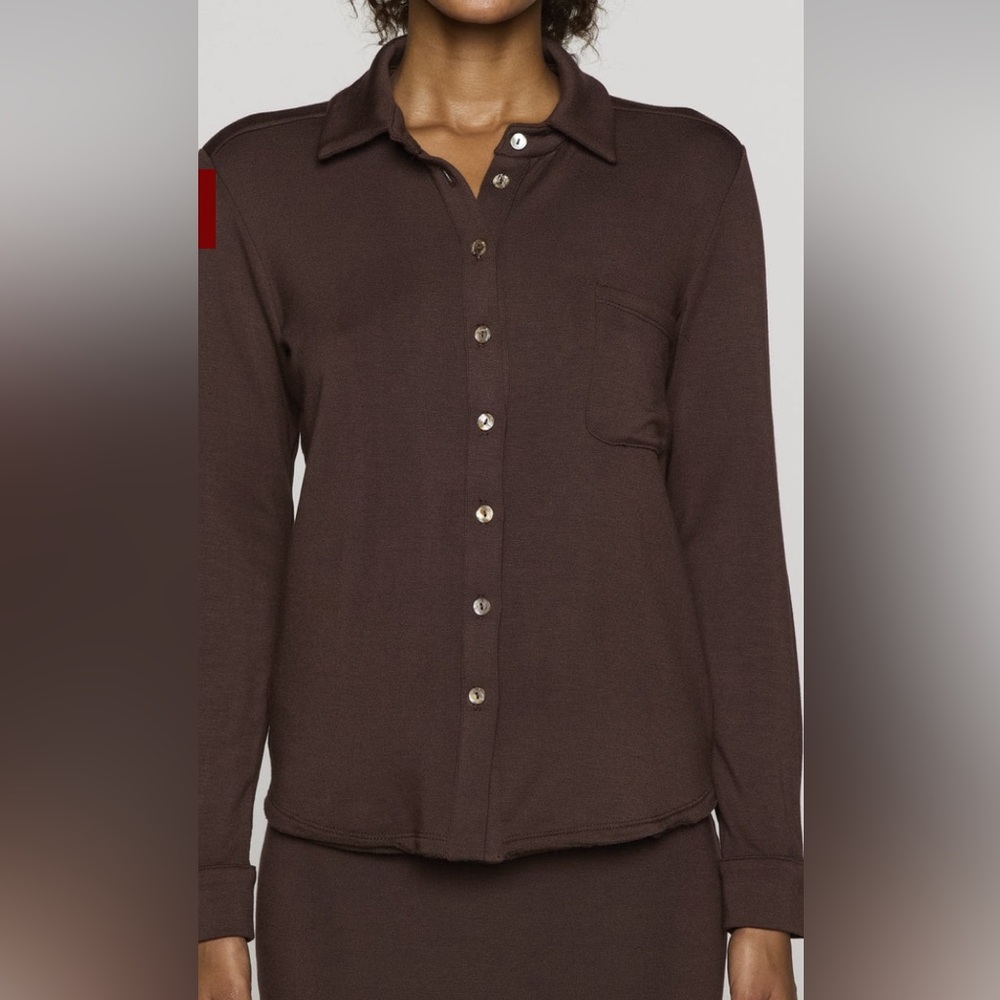 Bluesalt, Classic Shirt, Chocolate, Size 0
